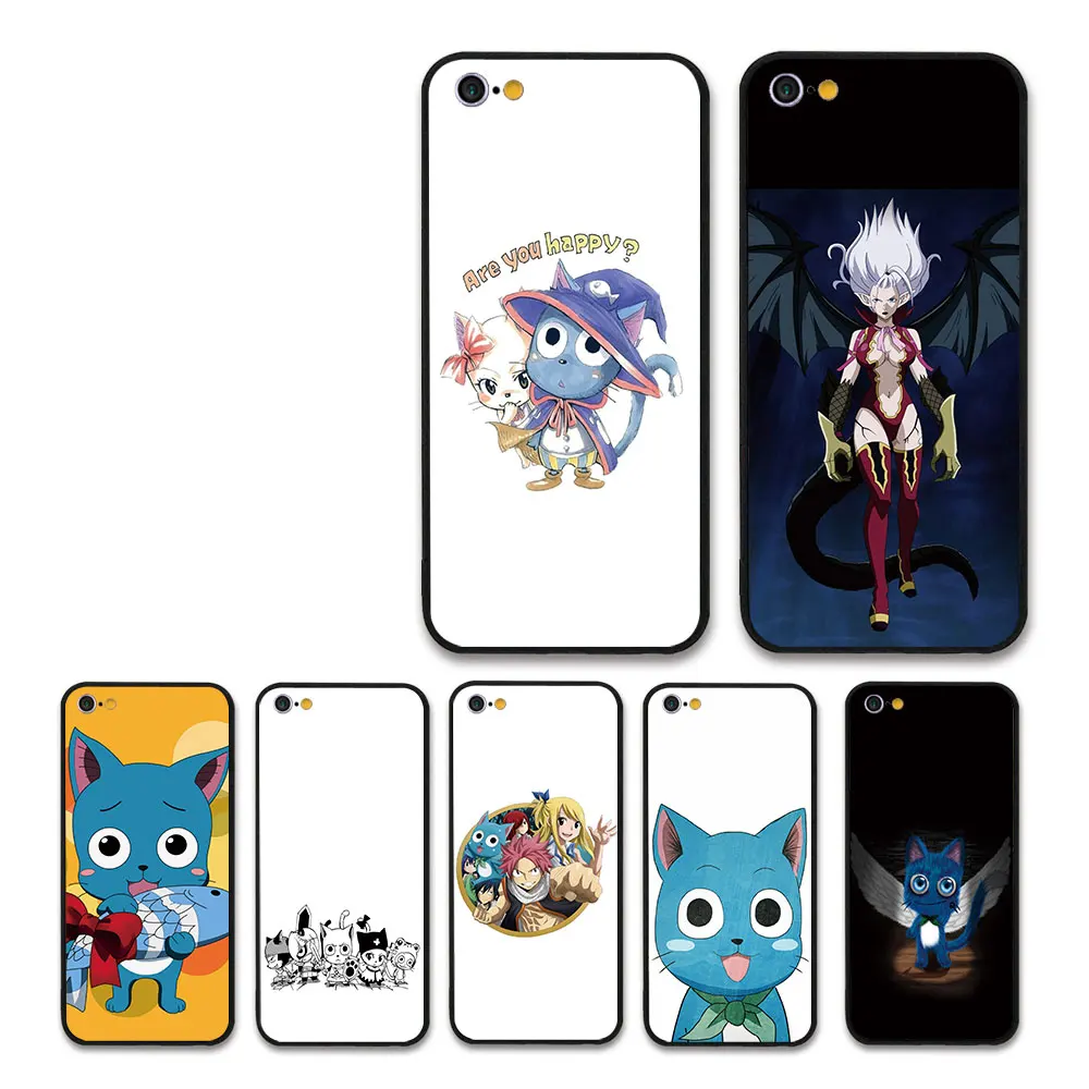

Fairy Tail's characters of Happy Plastic Hard Back case For iPhone 5 6 7 8 8plus/7plus/6plus X Anime cute blue cat cases