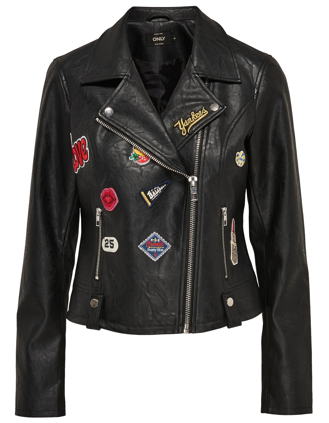 Leather patches jacket by Only-in Basic Jackets from Women's Clothing ...