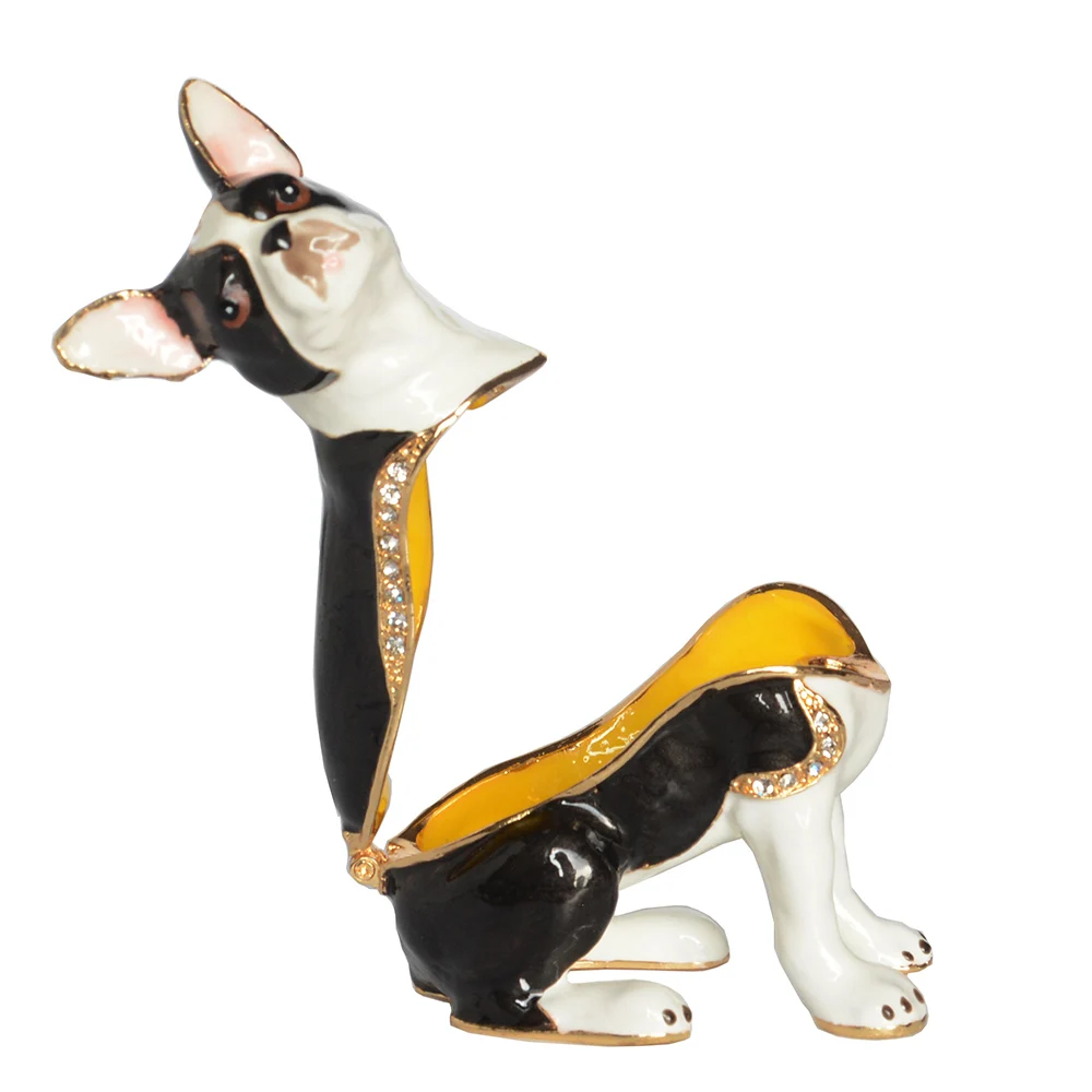Стразы Boston Terrier Dog bejeweled эмаль инкрустированная Ювелирная шкатулка украшение