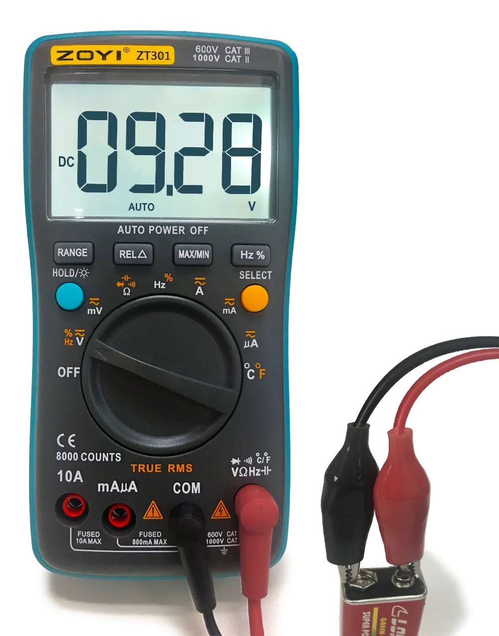 Zoyi Zt301 Digital Multimeter 8000 Counts True-rms Back Light Ac Dc ...