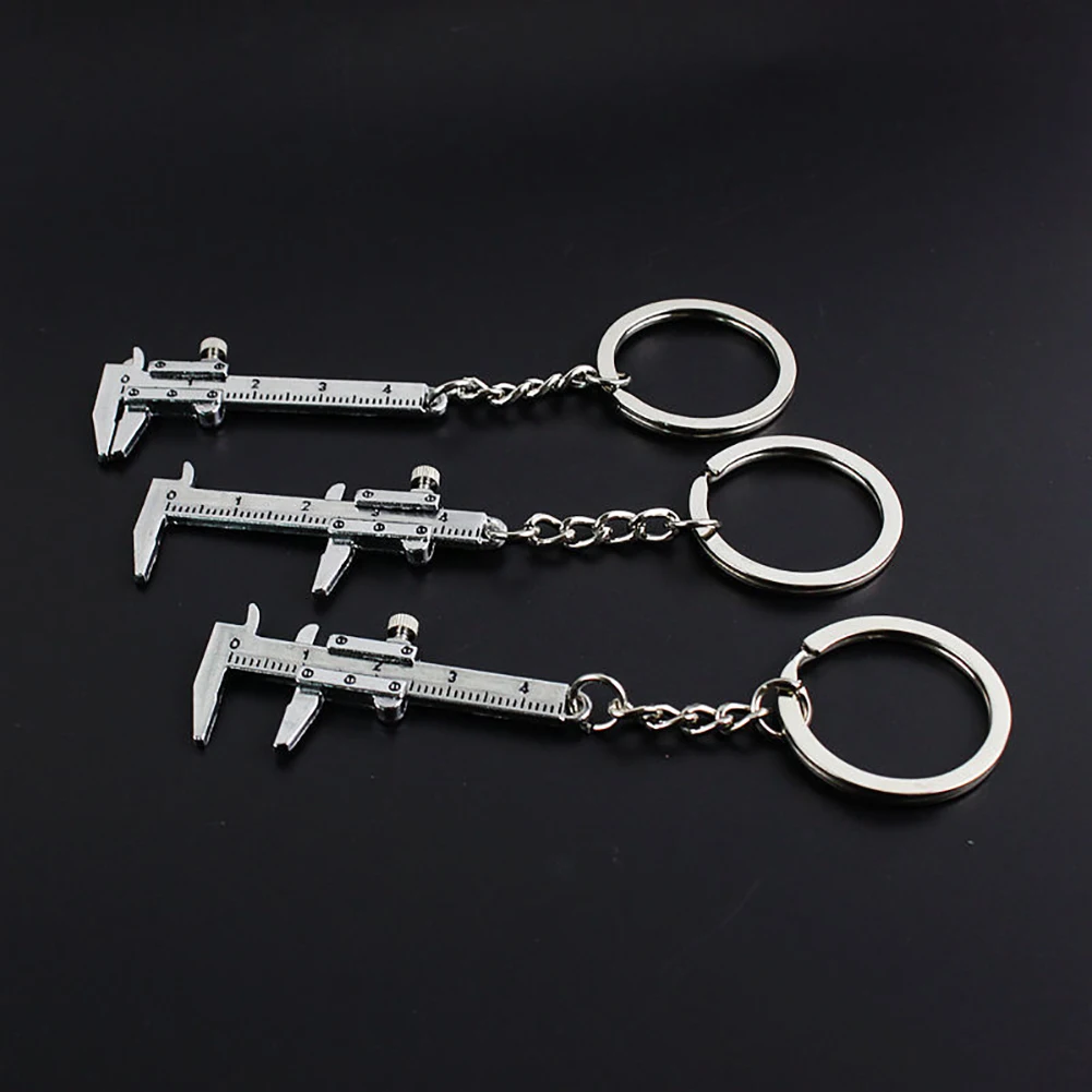 Novelty Cute Mini Vernier Caliper Alloy Key Chain Keyring Bag Purse