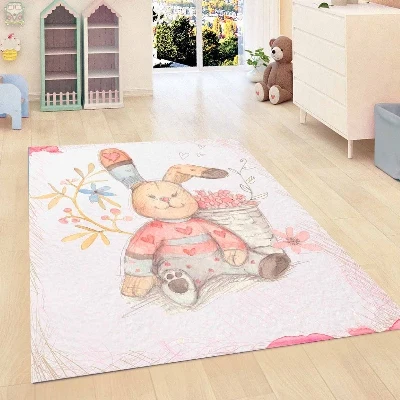 Серый Пол милые забавные кролики цветы детская комната 3d принт нескользящие микрофибры Детские украшения для детской комнаты коврик