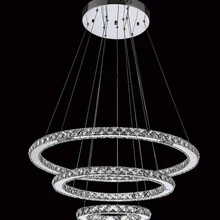 Современный кристалл 3 кольца светодиодный хрустальная люстра лампа для гостиной Хрустальный блеск люстры освещение подвесной светильник