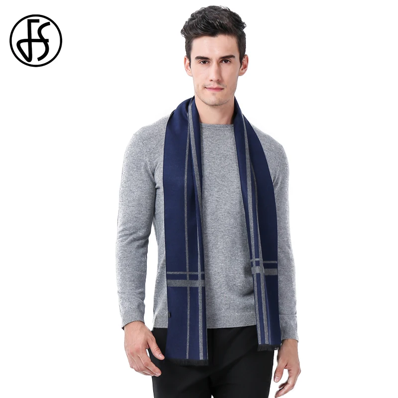 

FS Winter Warm Wool Cashmere Men Scarf Long Scarves Fashion Geometric Man Brand Designer Business Shawl Echarpe Rectangular 2018