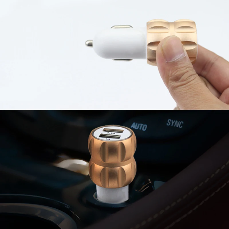 

Mini 5V / 2.1 Car Charger Aluminum Dual Port Car Charger Fast Charger Durable For iPad Smartphone