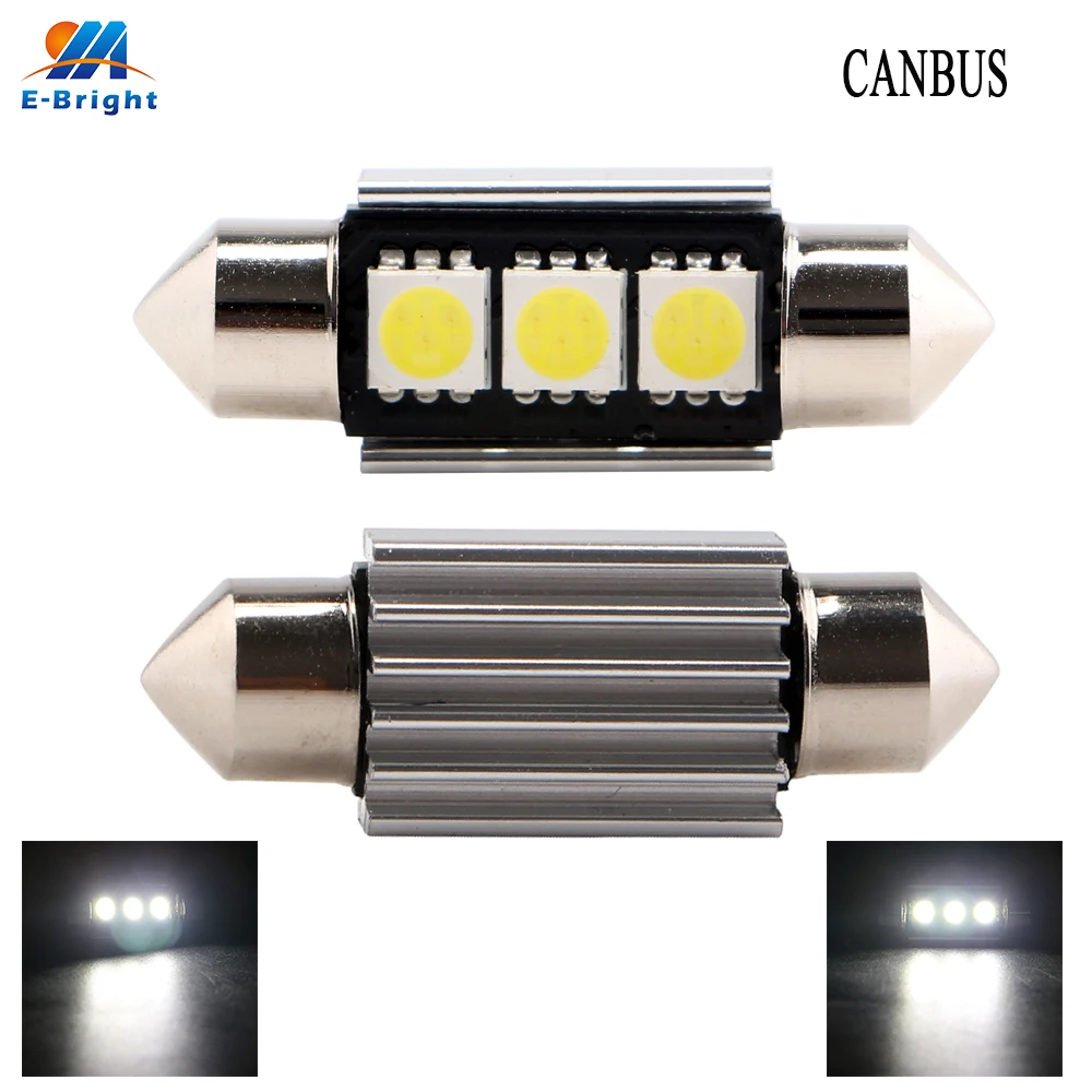 

50pcs 36mm CANBUS Error Free 3 LED 5050 SMD License Plate Dome Festoon Light Bulb
