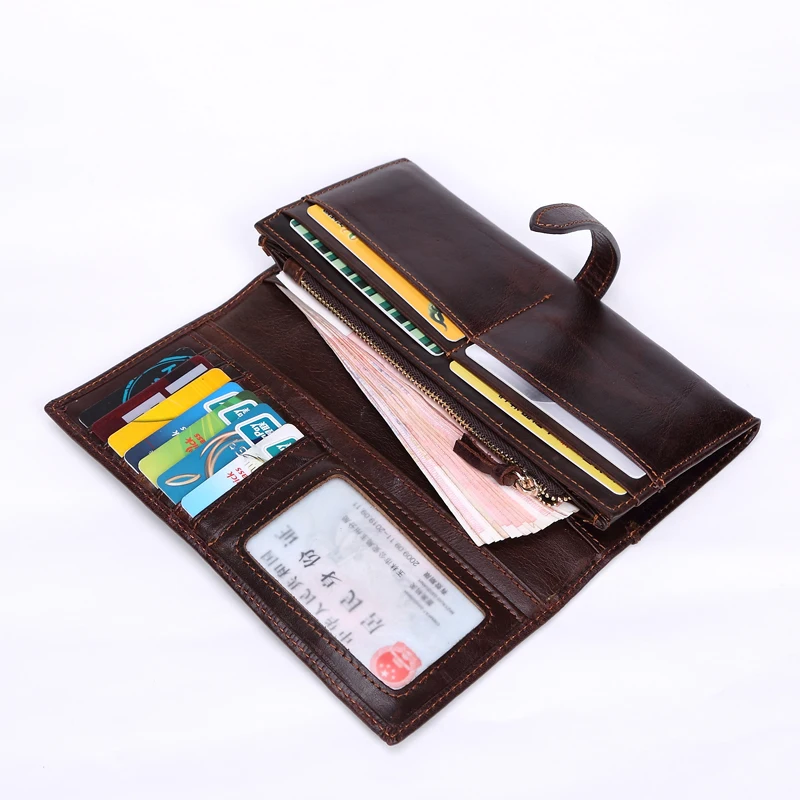

MISFITS 100% Genuine Leather Men Long Wallet High Quality Cowhide Brand Wallets Fashion Clutch Coin Purse For Male Card Holder
