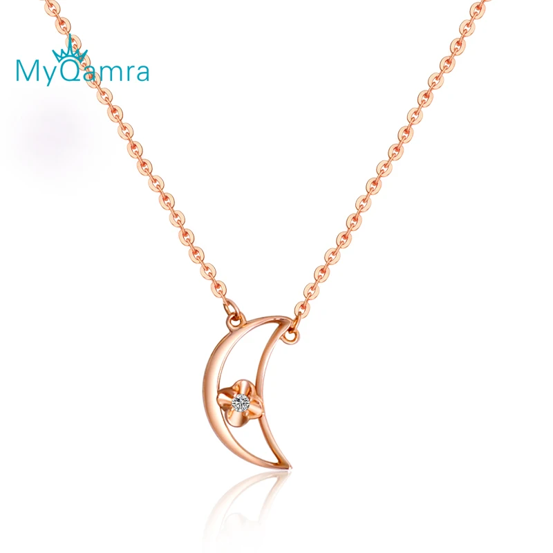 Myqamra 18 К золото Южной Африки алмаз Moon Godness Мода Цепочки и ожерелья корейский
