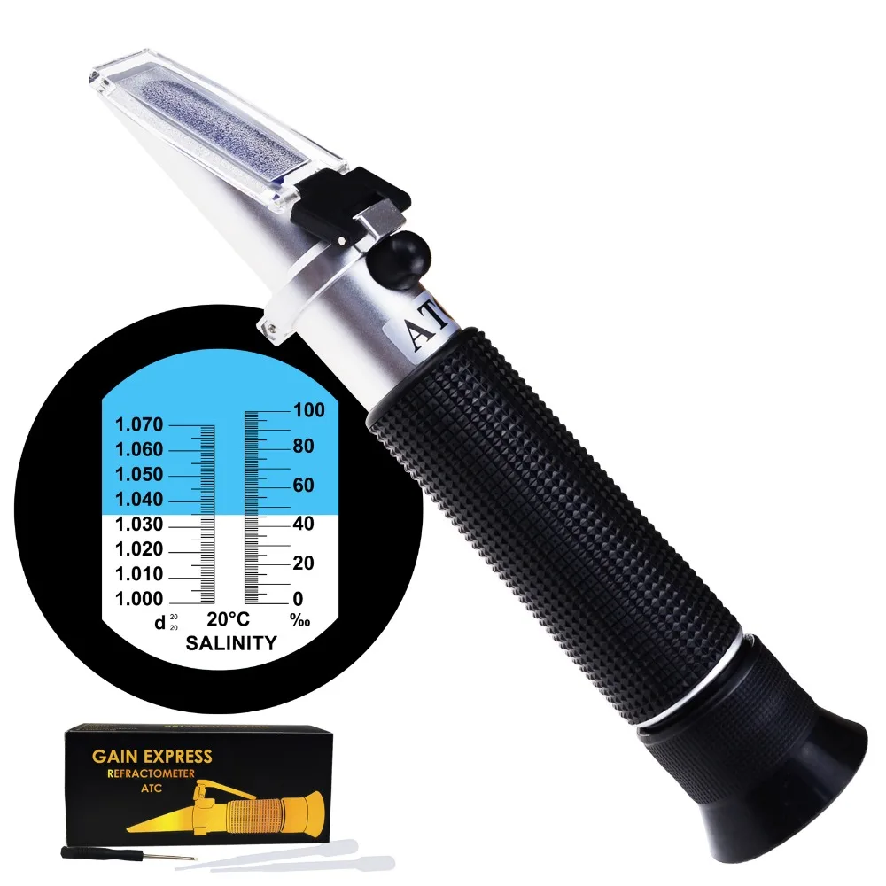 Dual Scale Salinity Refractometer ATC 0 100ppt (0 10) & 1.000 1.070