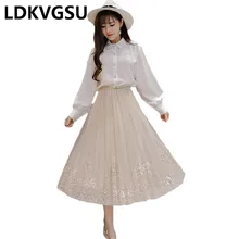 Женская сетчатая юбка с высокой талией Весна Лето Новая мода сплошной цвет вышивка бисером Женская юбка большого размера Is663