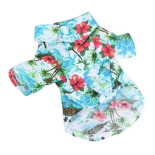 Гавайская рубашка для домашних собак пляжная одежда жилет топы с цветочным принтом для маленьких и крупных собак