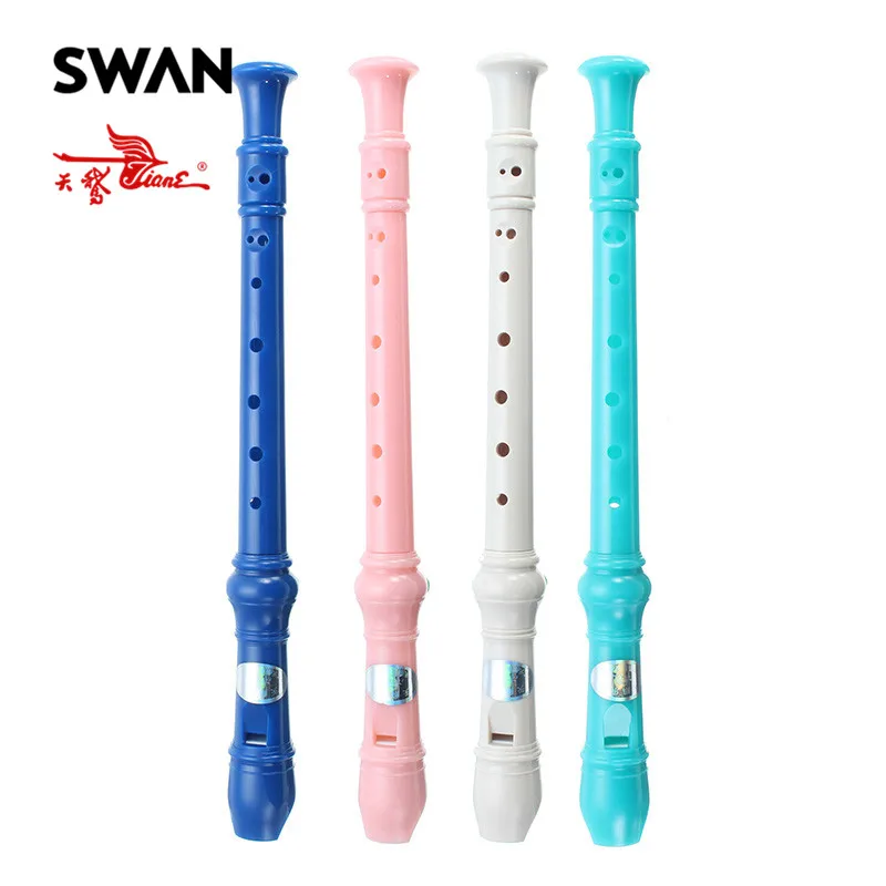 

Swan German Type 8 Holes Recorder High-end Clarinet & Cleaning Rod Milky White Pink Blue Green Beginners Student Piccolo Flutes