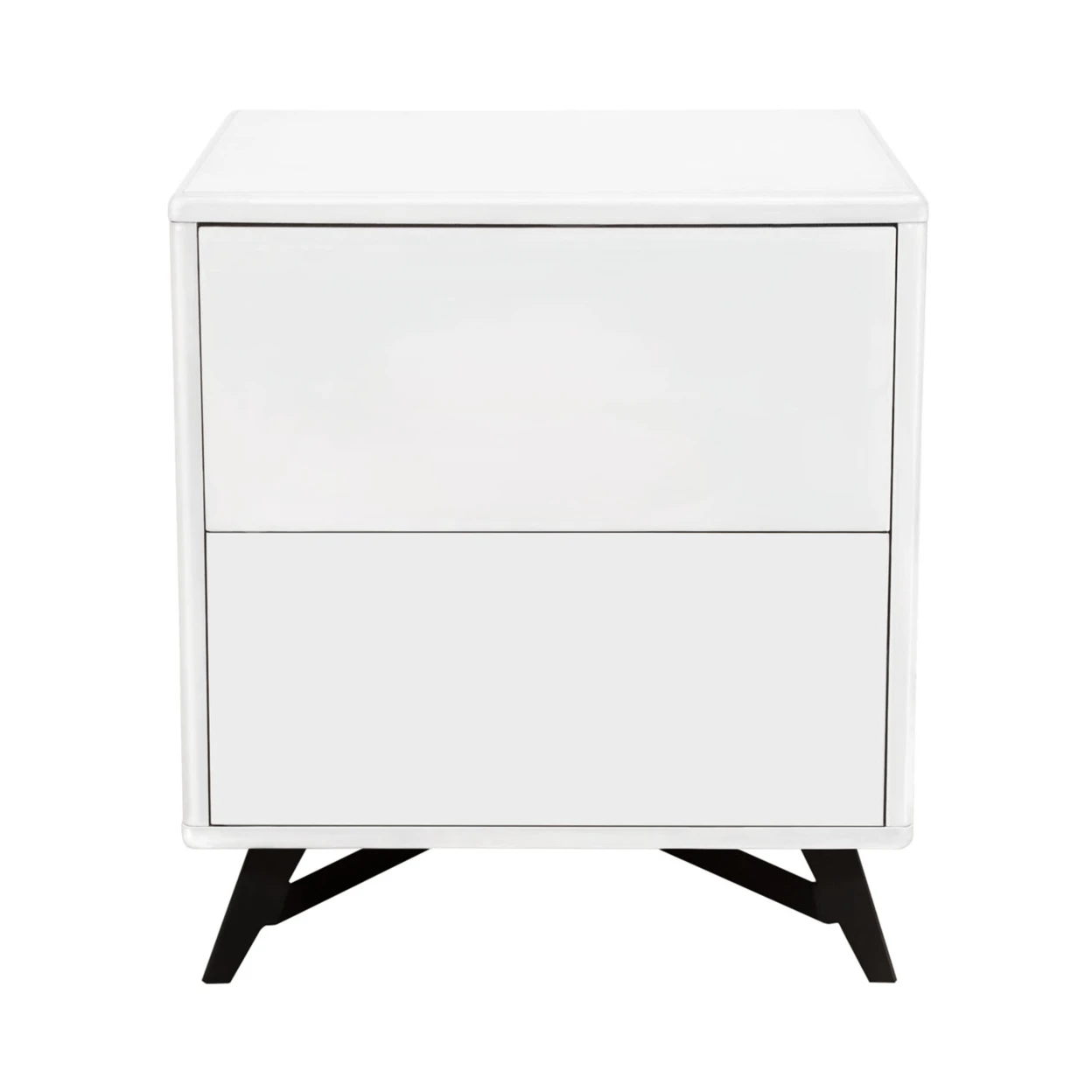 

Diamond Tempo End Table with Drawer Storage In White Lacquer Finish