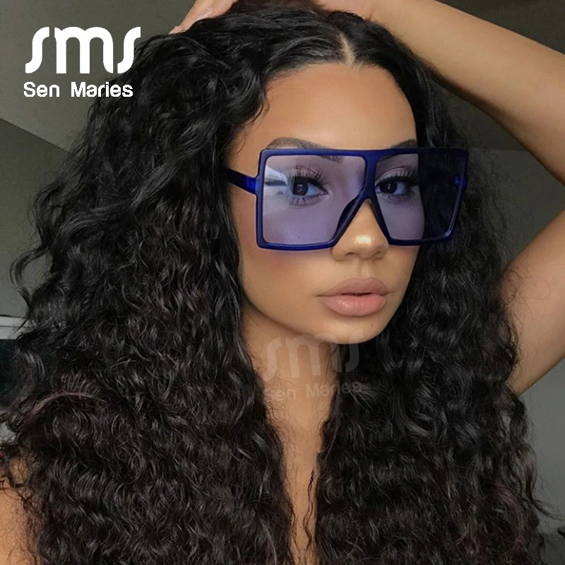 2019 Oversized Square Sunglasses Women New Luxury Brand Trendy Flat Top Red Blue Clear Lens Vintage Men Gradient Shades UV400 2019 Oversized Square Sunglasses Women New Luxury Brand Trendy Flat Top Red Blue Clear Lens Vintage Men Gradient Shades UV400