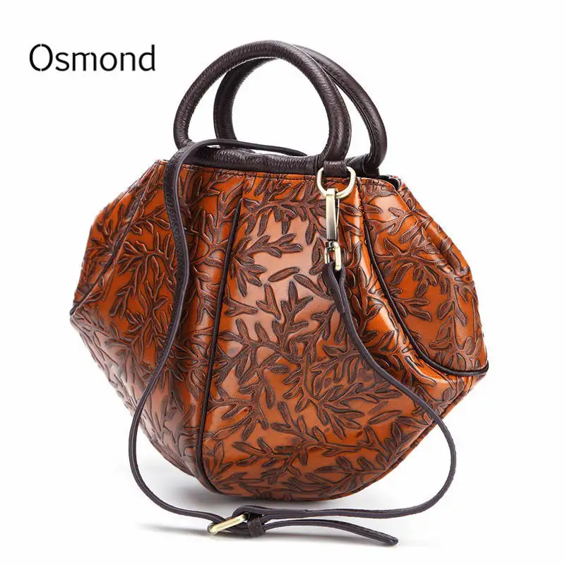 

Osmond 2018 Women Handbags Fashion Embossed Genuine Leather Shoulder Bag Triangle Ladies Totes Cow Leather Small Messenger Bag