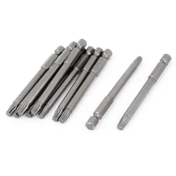 

UXCELL 10Pcs/lot Metal T25 6.3mm / 1/4" Hex Shank 4.43mm Head 75mm / 3" Length Magnetic Torx Screwdriver Bits Gray