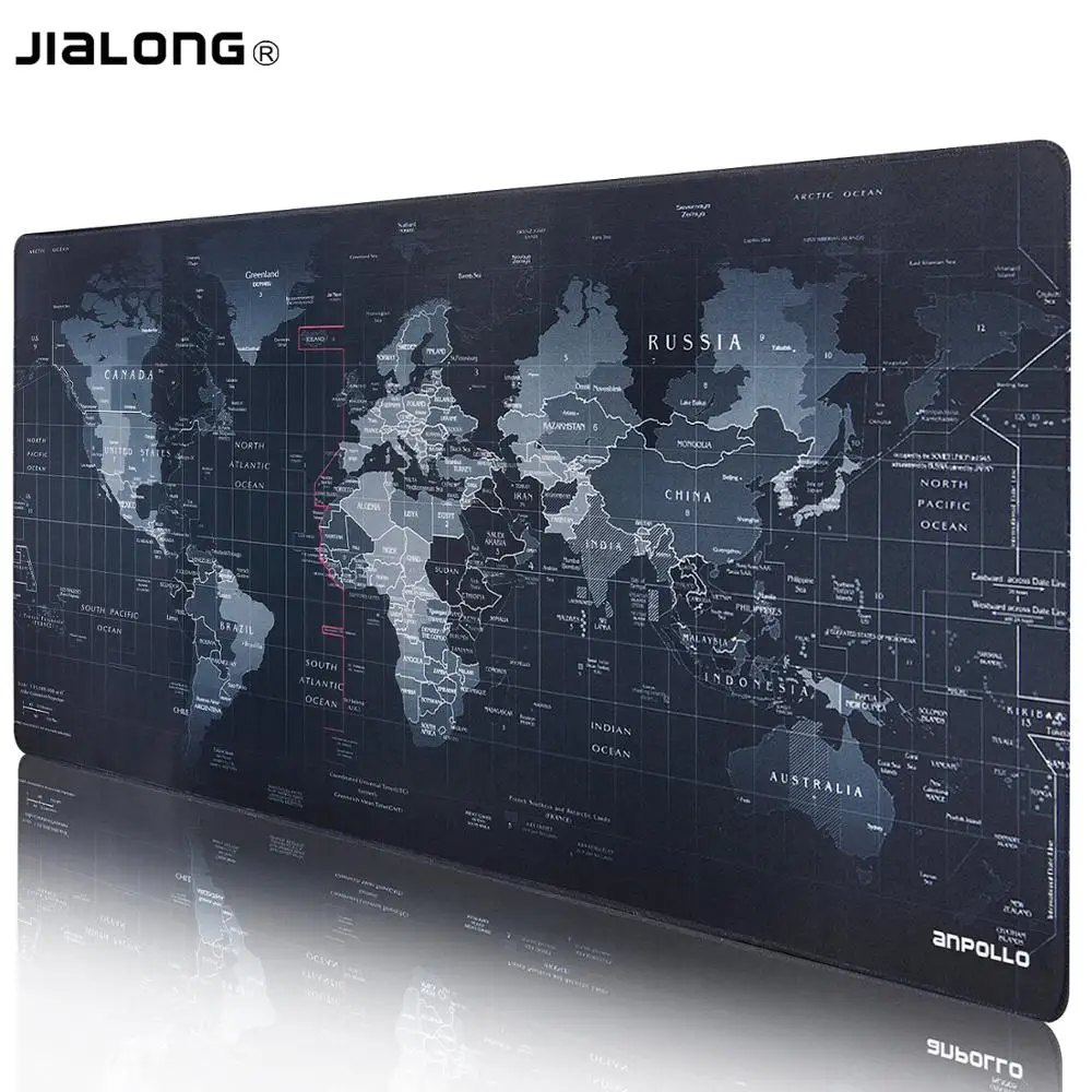 JIALONG Black World Map Mouse Pad Non slip Rubber Muismat Gaming Mouse
