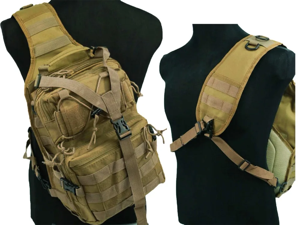

Tactical Molle Utility 3 Ways Shoulder Sling Pouch Backpack Chest Bag Medium Tan