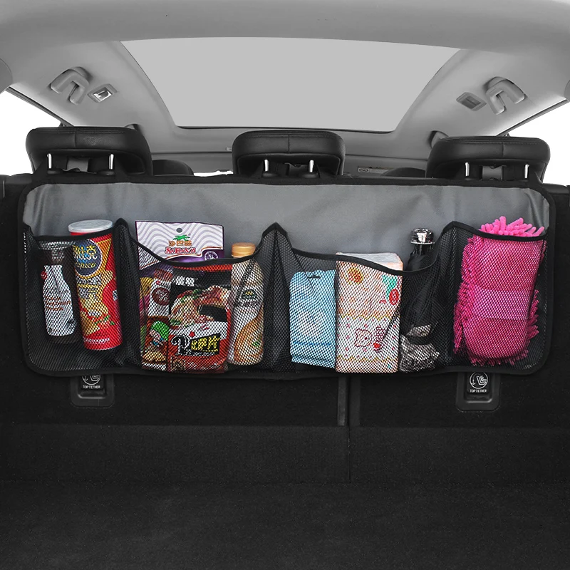 

KEEP TOP Car Trunk Seat Back Folding Oxford Organiser The car trunk elastic string bag to receive bag hanging Auto Travel bags