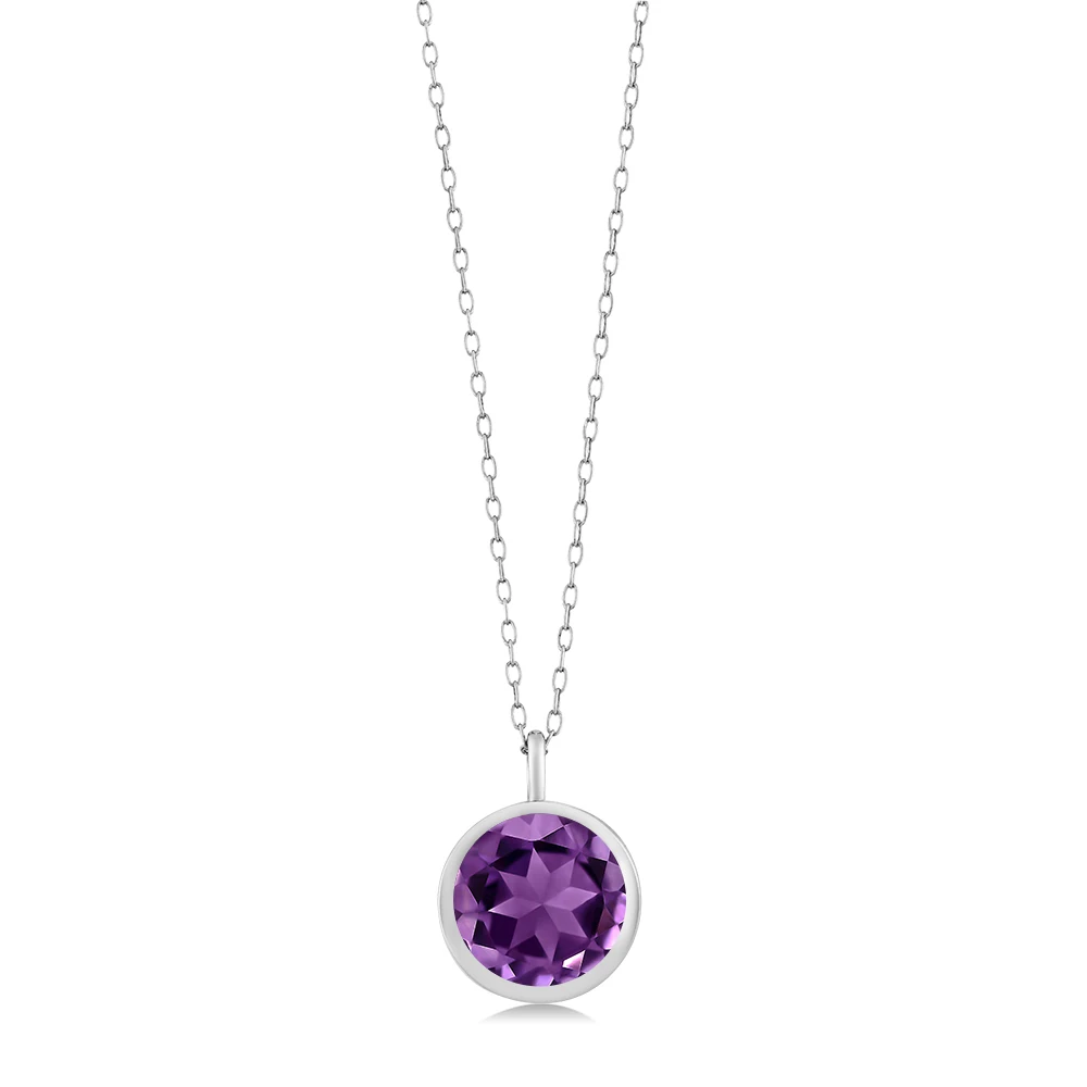 2.75 ct 9 мм круглый камень 925 Серебряный кулон с 18 &quotцепи|pendant 925|pendant with stonependant chain |