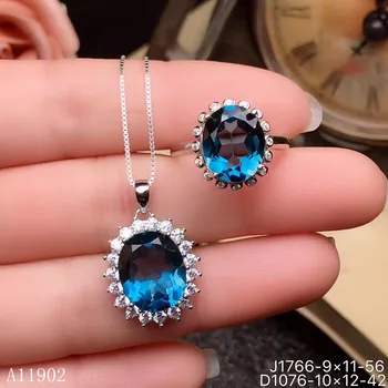 

KJJEAXCMY boutique jewels 925 sterling silver inlaid natural gemstone tuopas female necklace chain pendant set support test...
