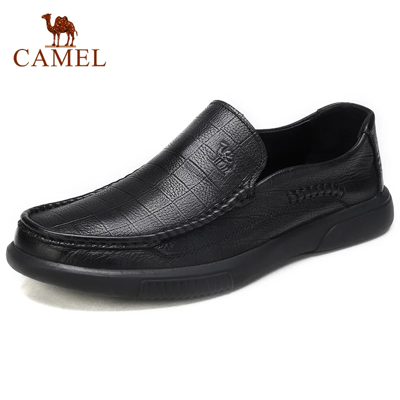 Мужские мокасины из натуральной кожи CAMEL коричневые деловые лоферы деловая