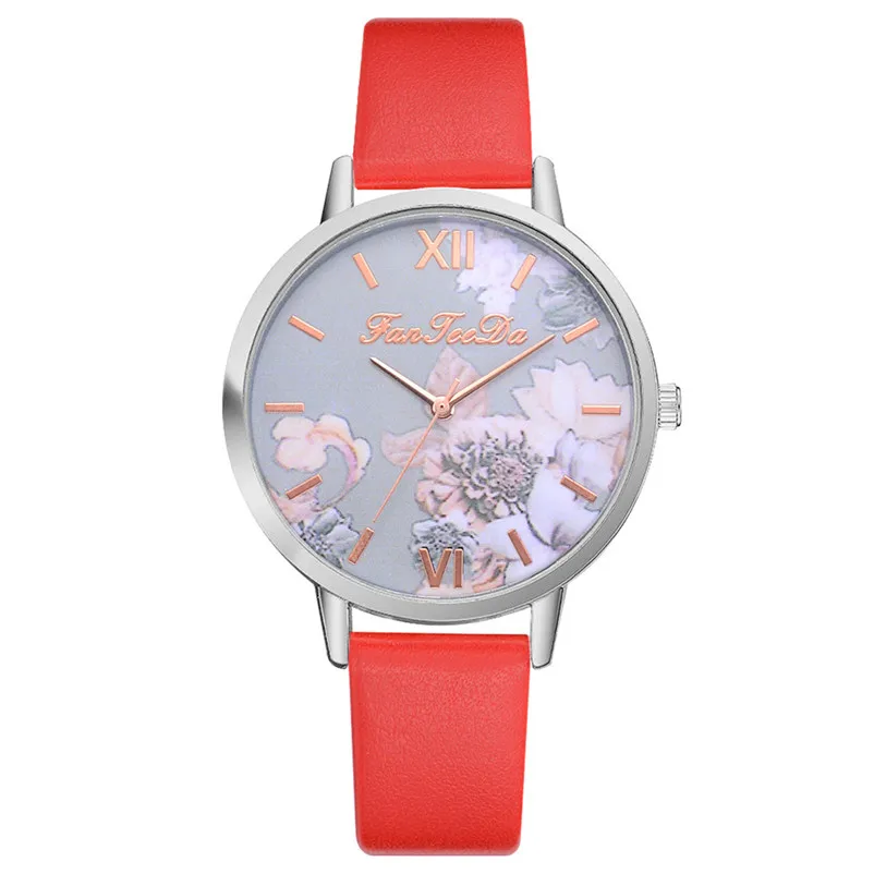 Newly women watches bracelet watch ladies Printed Flower Causal Quartz Analog Wrist Watches clock time Relogio Masculino S21 (1)