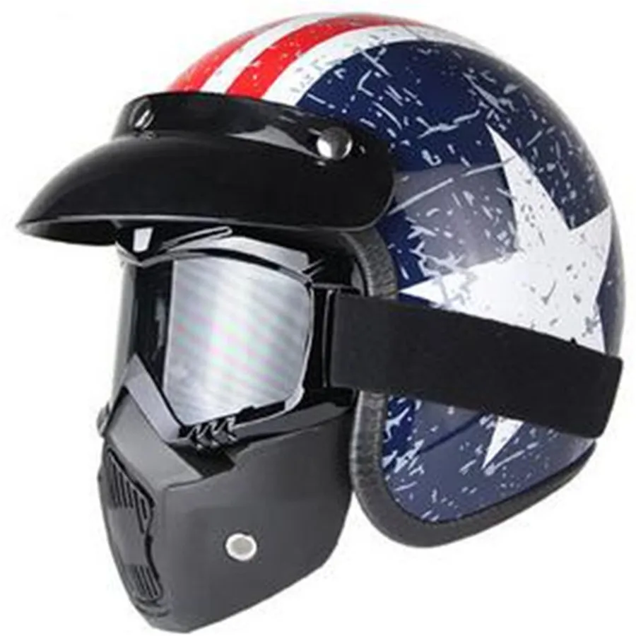 

HOT SELL professional Retro Motorcycle helmet Goggle Mask removed Vintave mask open face helmet cross DOT approved