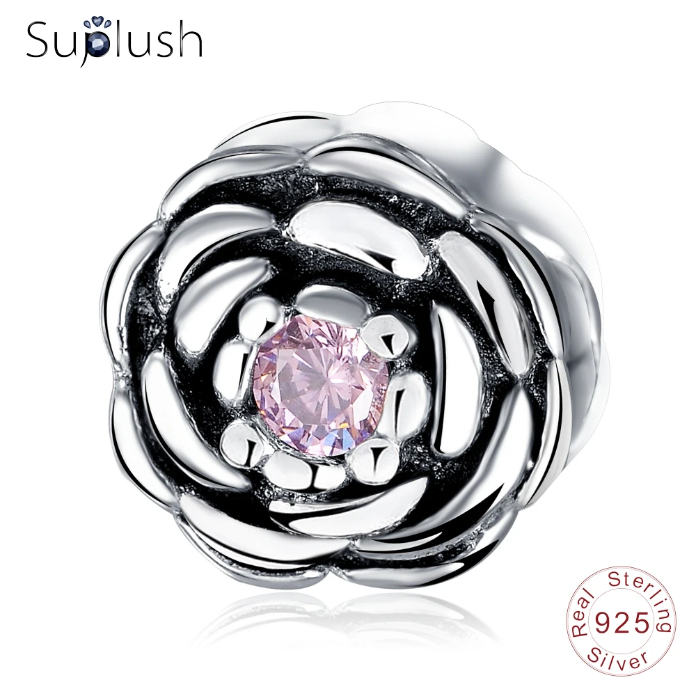 Suplush 100 925 Sterling Silver Rose Flower Blossom Beads Charms fit