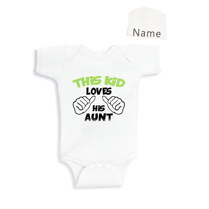 

Culbutomind Unisex This Boy Loves His Uncle Funny Baby Body suit with Custom Cap Twins Outfit Twin Baby Clothing for 0-12Months