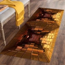 Коричневые Желтые коробки куб геометрический 3d принт Нескользящая микрофибра моющийся длинный бегун напольный коврик коврики для прихожей