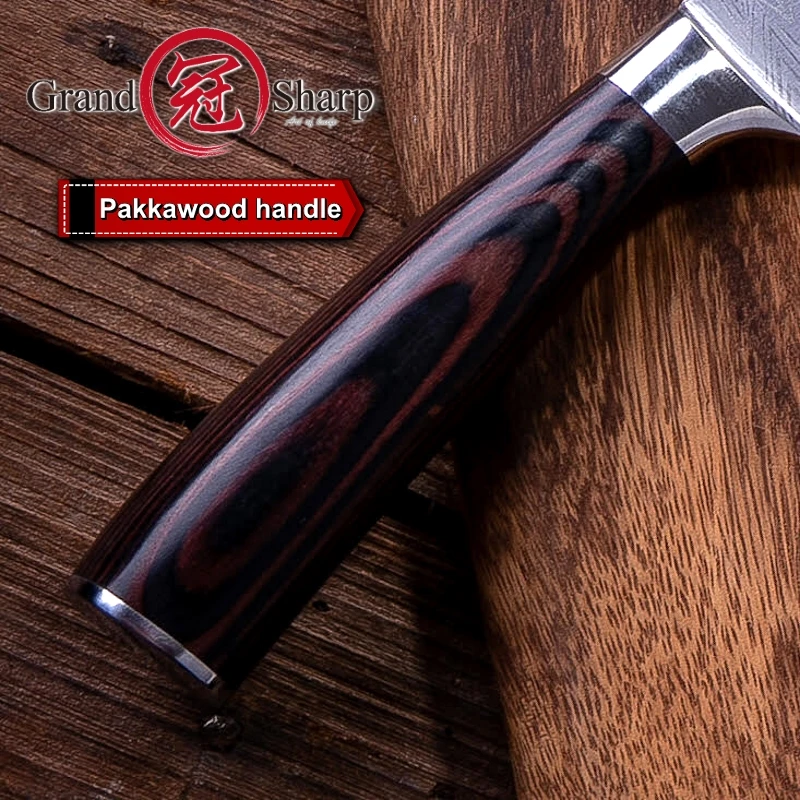 Grandsharp качественный нож шеф-повара 7Cr17MOV высокоуглеродистая Нержавеющая сталь антипригарный лазерный шлифовальный узор Профессиональные кухонные ножи