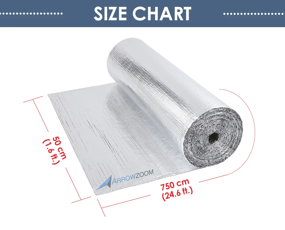 Arrowzoom 1 рулон 40 кв. Футов Тепло двойной пузырь Солнечный чердак Пол Тепловой фольги отражающая изоляция(1,6x24,6 футов