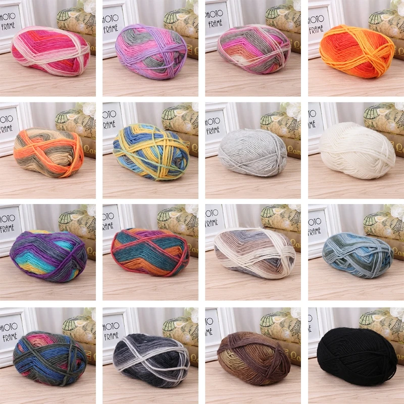 

1 Ball 100g Hand-woven Rainbow Colorful Crochet Cashmere Wool Blend Yarn Knitting