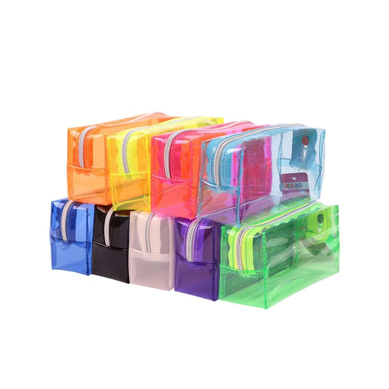 

Lovely Cute Transparent Plastic Box bags pouch Pencil Case Pen Holder Painting Brush Color Storage Stationery school Supplies