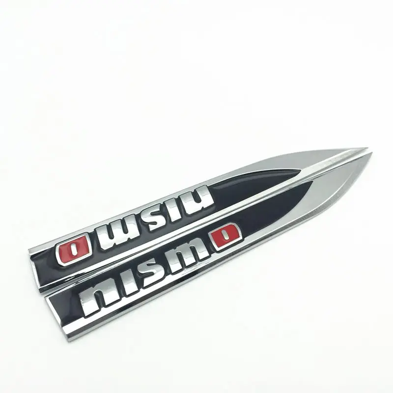 FDIK 2PCS/set nismo logo Emblem Badge Decals Metal Fender Side Car Sticker for Nissan Tiida Teana Skyline Juke X-trail Almera 