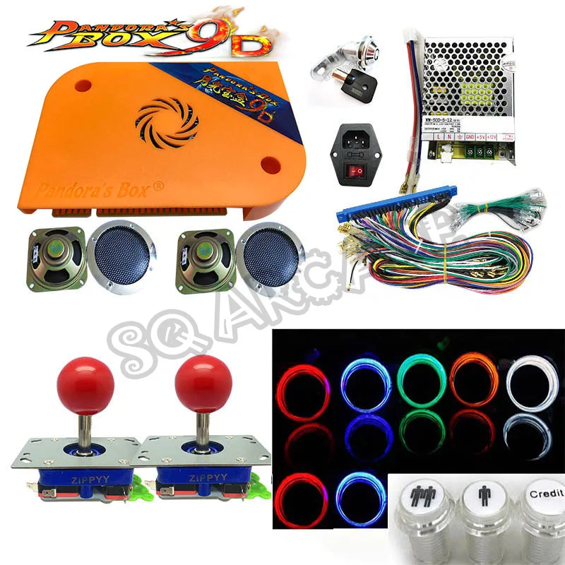 Pandora box 9D 2222 in 1 arcade version jamma game board HDMI VGA DIY arcade ktis with joystick black cap buttons speakers locks Pandora box 9D 2222 in 1 arcade version jamma game board HDMI VGA DIY arcade ktis with joystick black cap buttons speakers locks