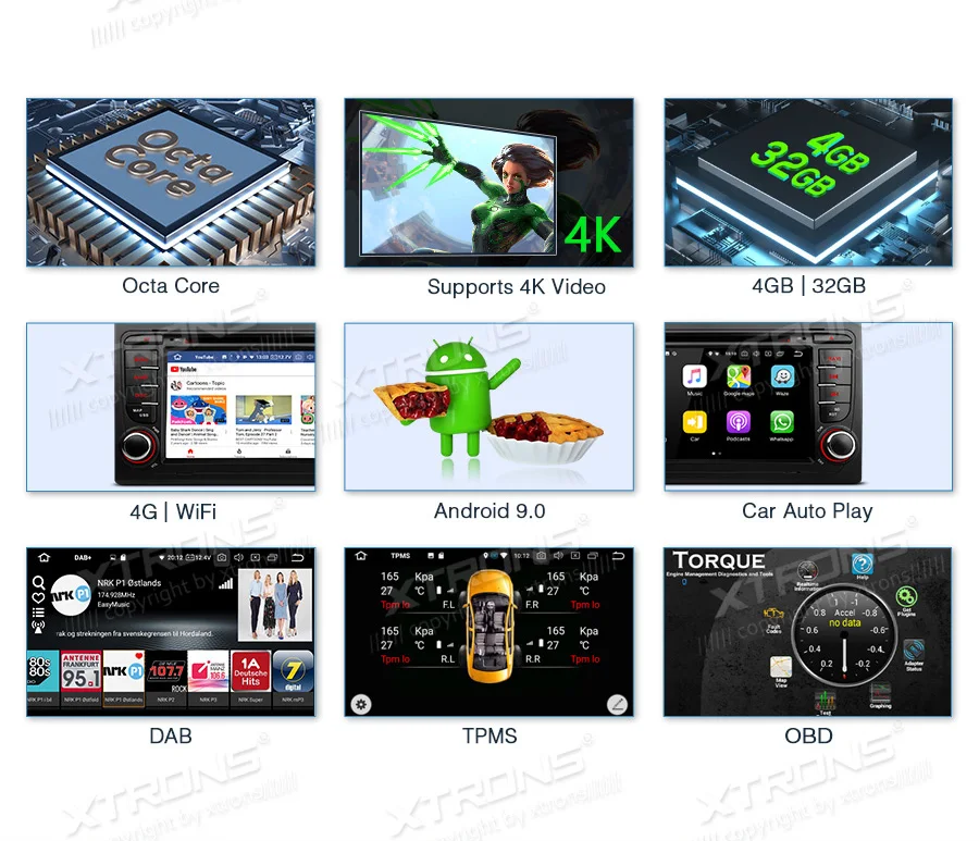 Clearance XTRONS 7" Android 9.0 Octa Core 4GB RAM 32GB ROM Car DVD Player GPS Navigation for Audi A4 S4 B6 B7/RS4 2002-2008 for SEAT Exeo 1