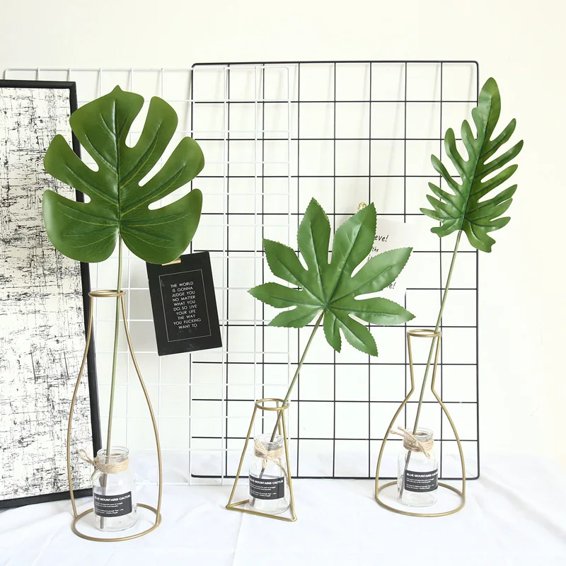

Artificial Plants Fern Fake Green Monstera Palm Leaves For Christmas Wedding Party Home Decoration Accessories Simulated Flower