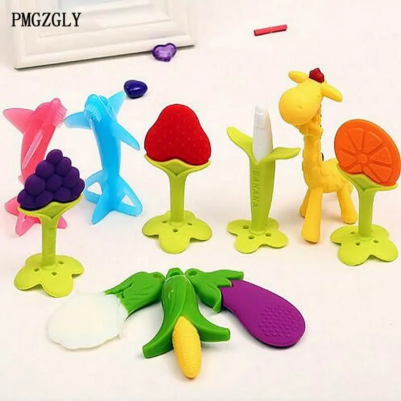 

Silicone Teether Fruit Shape Baby Teething Silicone Teething Toys Infant Chew Tooth Toys 1 Pc Baby Teether Food Grade Teether
