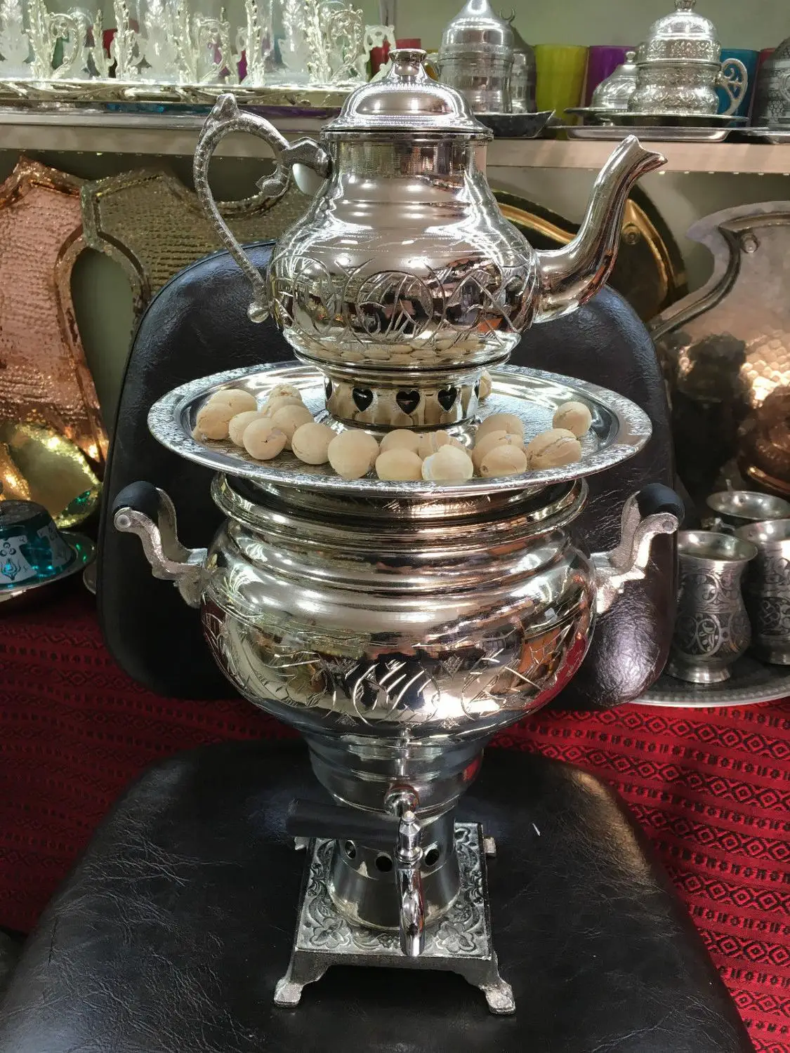 

Authentic Turkish Handmade Handcrafted Copper Charcoal Samovar Semaver Teapot