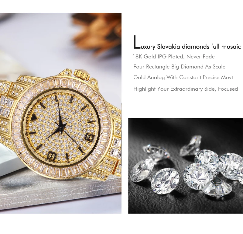 MISSFOX классические арабские часы для мужчин лучший бренд класса люкс для мужчин часы водонепроницаемый мужской часы Полный алмаз кварцевые Iced Out часы с коробкой