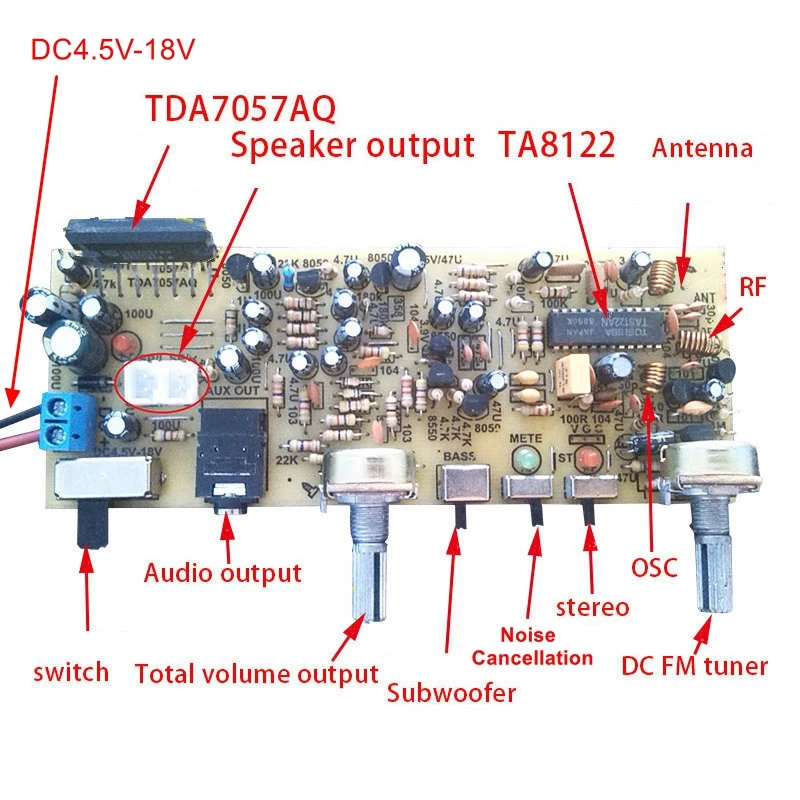 IWISTAO 2X8W FM радио готовая плата дисплей TA8122AN усилитель мощности TDA7057AQ рабочее напряжение DC 4,5 V-18 V