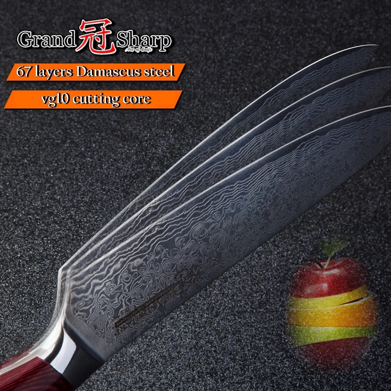 Японские Дамасские Ножи GRANDSHARP 67 слоев дамасский шеф нож 8 дюймов зеркальное