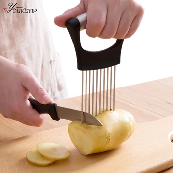 

OYOURLIFE 1pc Kitchen Onion Cutter Easy Cut Onion Holder Fork Vegetable Slicer Tomato Cutter Needle Meat Chicken Fork