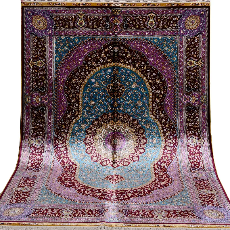 

Fangcun Brilliant Royal Red Rug Oriental Silk Area Persian Carpet for Living Room