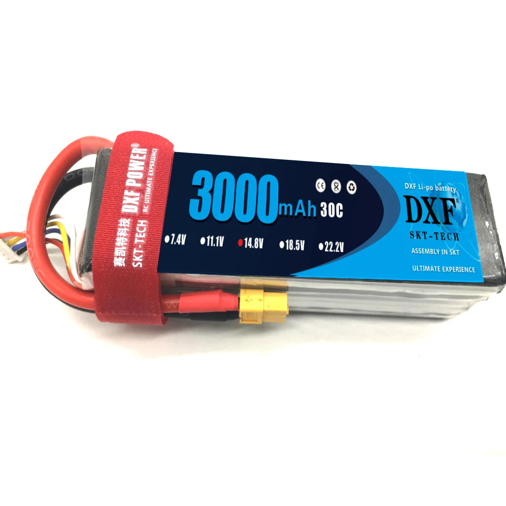 DXF литий-полимерный аккумулятор 14,8 V 3000mAh 4S 30C MAX 60C 1/10 RC автомобиль Lipo Bateria Мультикоптер Квадрокоптер гоночный автомобиль traxxx fpv Дрон