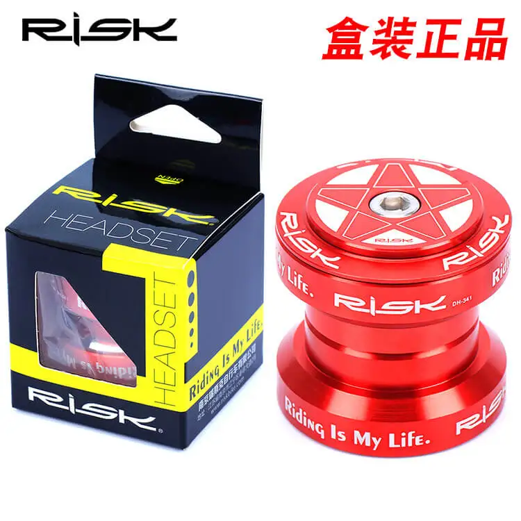 

RISK External Bike Front Fork Headsets 34mm Headsets Straight 28.6mm Front Fork Tube Bearing Headset for Road Fixed Gear Bicycle