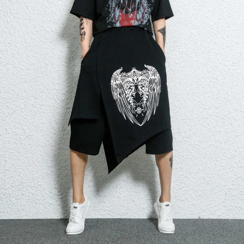 Pantalones Ocio Impresión Moda 2019 Asimétrica Trajes La Los De Hombres Overoles Personalidad Black Estilista Dos Falso Después Ropa Nuevo axzC0q0