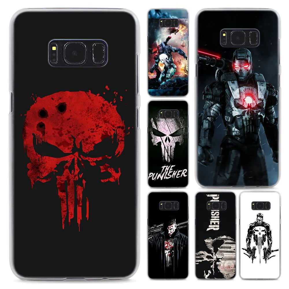 

The Punisher style Transparent frame hard Case Cover for Samsung Galaxy S6 S7 Edge S8 S9 Plus Note9 8 Note 5